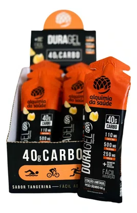 Caixa De Carbogel Duragel Com 40G Carb + Cafeína Sabor Tangerina - 60G 15 Unidades
