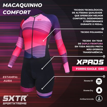 Macaquinho Feminino Manga Longa Sportxtreme Confort Aura
