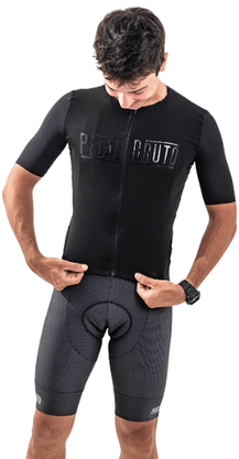 Camisa De Ciclismo Pedal Bruto Gold Poliamida Preta
