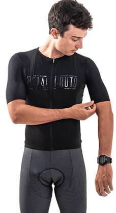 Camisa De Ciclismo Pedal Bruto Gold Poliamida Preta