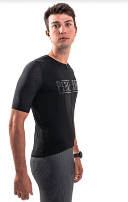 Camisa De Ciclismo Pedal Bruto Gold Poliamida Preta