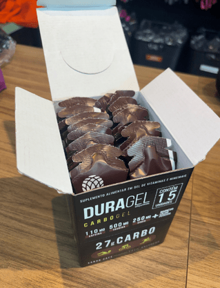 Caixa De Carbogel Duragel Com 27G Carb + Cafeína Sabor Café - 60G 15 Unidades