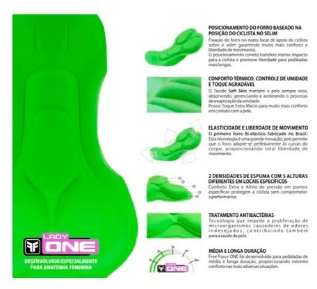 Calça De Ciclismo Feminina Free Force Fiore