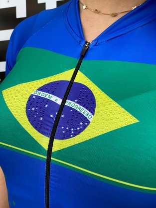 Macaquinho De Ciclismo Feminino Manga Curta Brasil Lynce