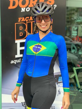 Macaquinho De Ciclismo Feminino Manga Longa Brasil Lynce