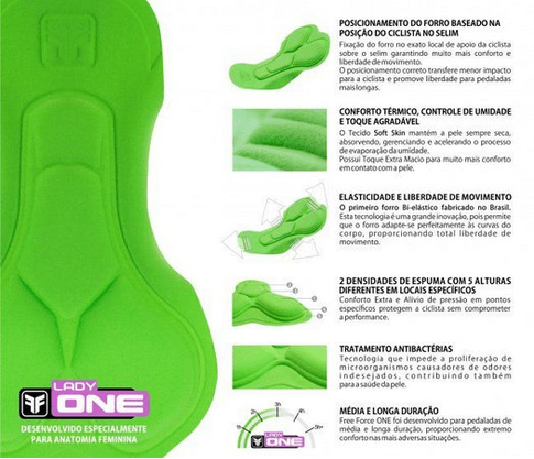 Calça Ciclismo Feminina Free Force Fiore