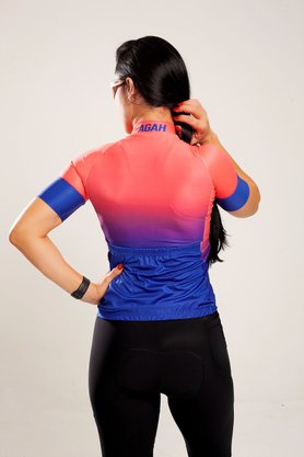 Camisa Manga Curta Basic Azul/Goiaba Agah