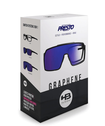 Óculos Hb Presto Graphene Black Gray  Para Grau + Duas Lentes Espelhadas