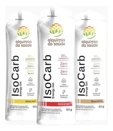 Caixa Energy Gel Isocarb Morango (15 Sashês) 60G