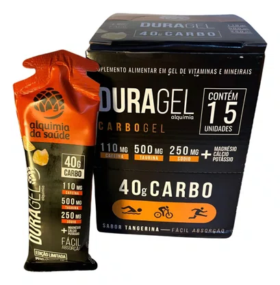 Caixa De Carbogel Duragel Com 40G Carb + Cafeína Sabor Tangerina - 60G 15 Unidades