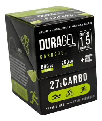 Caixa De Carbogel Duragel Com 27G Carb + Taurina Sabor Limão - 60G 15 Unidades