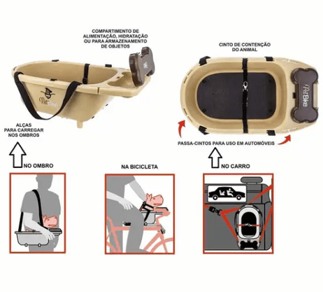 Cadeirinha De Cachorro Para Bikes Kalf Pet Bege/Marrom