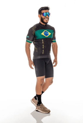 Camisa De Ciclismo Masculina Brasil Lynce Preta Lynce