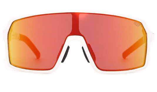 Óculos De Sol Hb Grinder Branco Perolizado Com Lente Laranja Espelhada