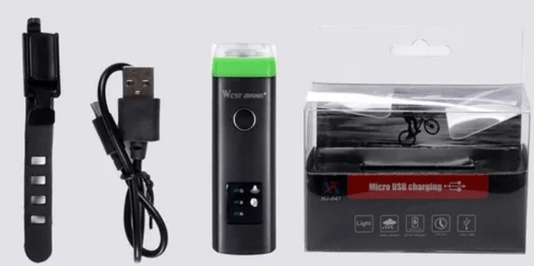 Farol Para Bicicleta West Biking 350 Lumen Usb Com Verde