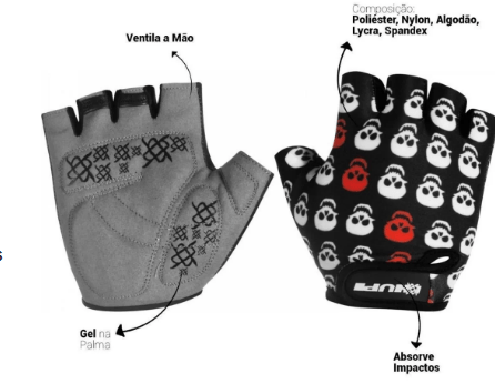 Luva Hupi Eco Dedo Curto Skull
