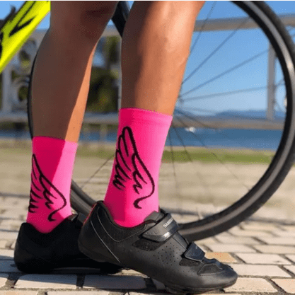 Meia De Ciclismo Hupi Asas Rosa - Lt Para Pés Menores