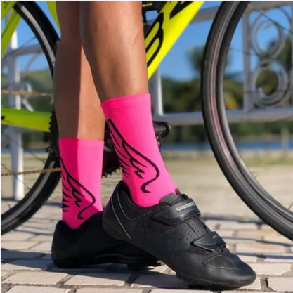 Meia De Ciclismo Hupi Asas Rosa - Lt Para Pés Menores