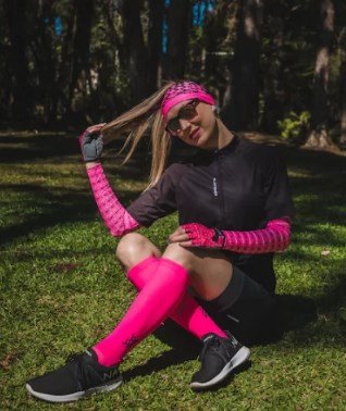 Meia De Ciclismo Hupi Longa Lisa Neon