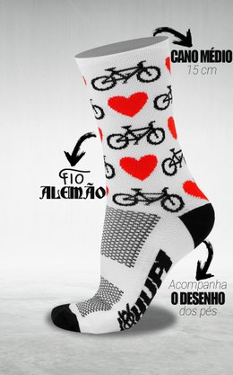 Meia Hupi Love Bike Branco