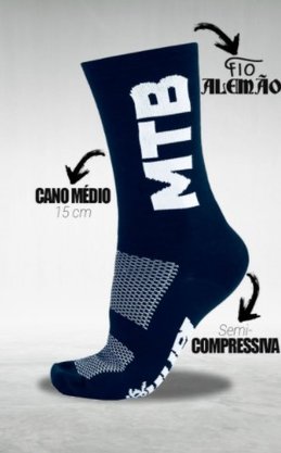 Meia Ciclismo Hupi Mtb Azul Marinho