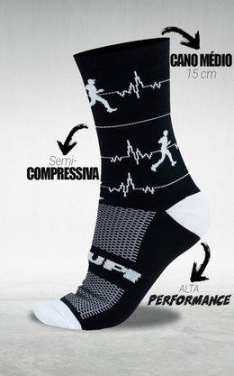 Meia Hupi Run Beats Preto Lt- Para Pés Menores