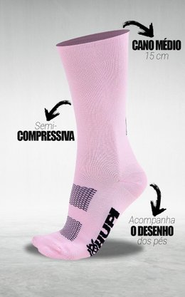 Meia Hupi Sonhe Treine Alcance Rosa Claro Lt - Para Pés Menores