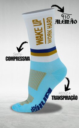 Meia Hupi Wake Up Branco/Azul