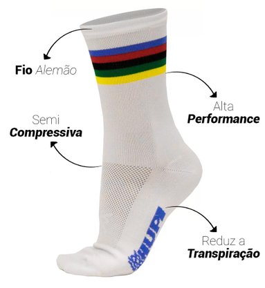 Meia De Ciclismo Hupi Wc Branca