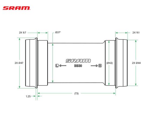 Movimento Central Sram Dub Pressfit 89,5/92 Mtb