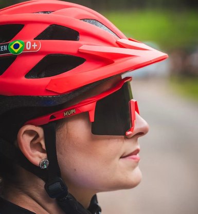 Óculos De Ciclismo Hupi Stelvio Vermelho/Preto - Lente Preto