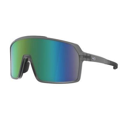 Óculos De Sol Hb Grinder Grafite Transparente Com Lente Verde Espelhada