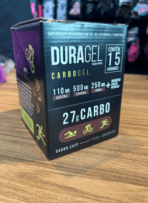 Caixa De Carbogel Duragel Com 27G Carb + Cafeína Sabor Café - 60G 15 Unidades