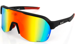 Óculos De Sol Hupi Huez Preto E Vermelho - Lente Dourado