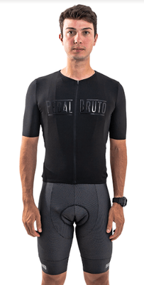 Camisa De Ciclismo Pedal Bruto Gold Poliamida Preta